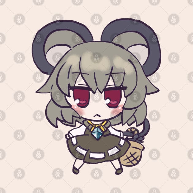 I draw chibi nazrin/nazurin with her mouse basket / touhou by mudwizard