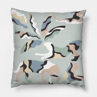 Abstract Jungle with Big Cats / Pastels and Mint Pillow