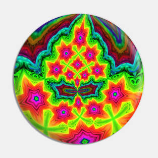 Floral Rainbow Neon Abstract Print Pin