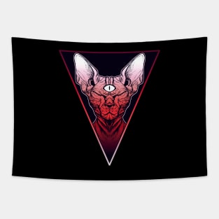 three eyed sphinx cat , triangle sticker Tapestry