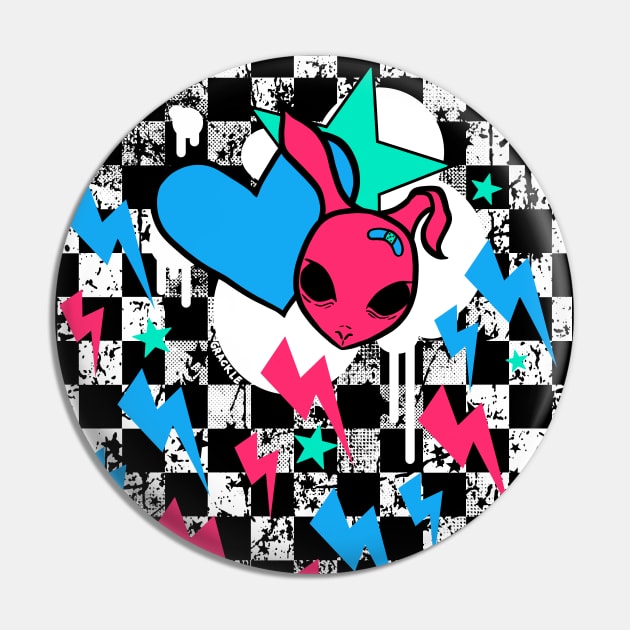 Rock Bunny Checkerboard (Light Version) Pin by Jan Grackle