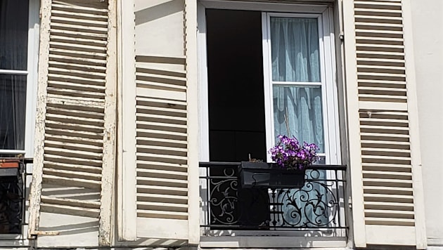 Paris Apartment Window and Shutters Kids T-Shirt by BlackBeret