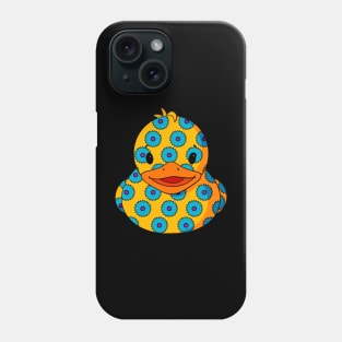 Blue Flower Pattern Rubber Duck Phone Case