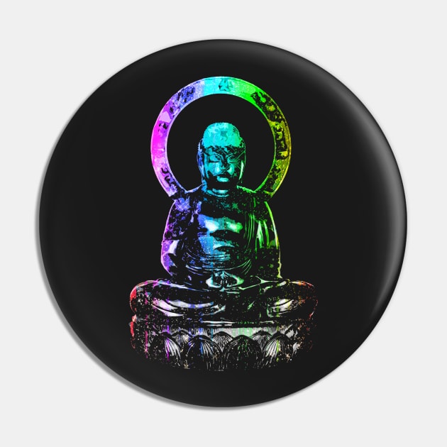 Rainbow Buddha Statue Pin by robotface