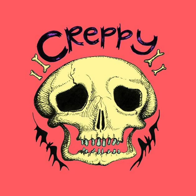 Creppy Halloween Skull T by SpookTown