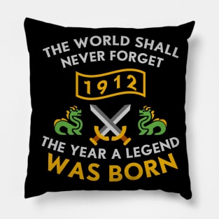 1912 The Year A Legend Was Born Dragons and Swords Design (Light) Pillow