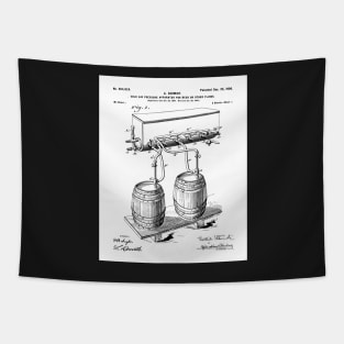 Beer Keg Patent - Home Brewer Craft Beer Art - White Tapestry