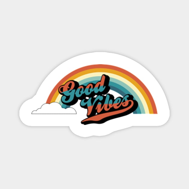 Good Vibes Retro Rainbow Magnet by KevinWillms1