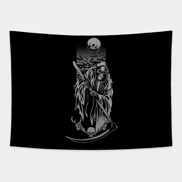 Grim Reaper Night Black Tapestry by casikancil