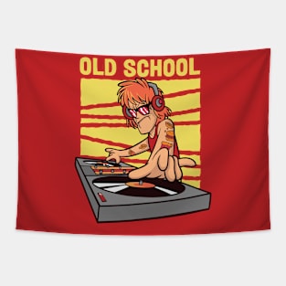 Old School DJ // Funny DJ Cartoon Tapestry