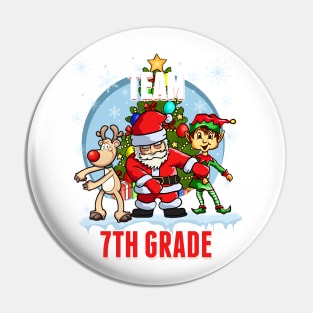 Team 7TH GRADE Santa Elf Reindeer Flossing Kids Christmas Pin