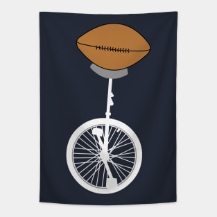 White Unicycle Football Tapestry