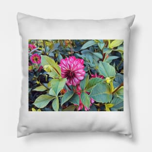 Colorful flower scene Pillow