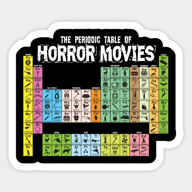 The Periodic Table of Horror Movies - Science - Sticker