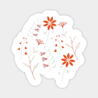Orange Boho Floral Pattern Magnet