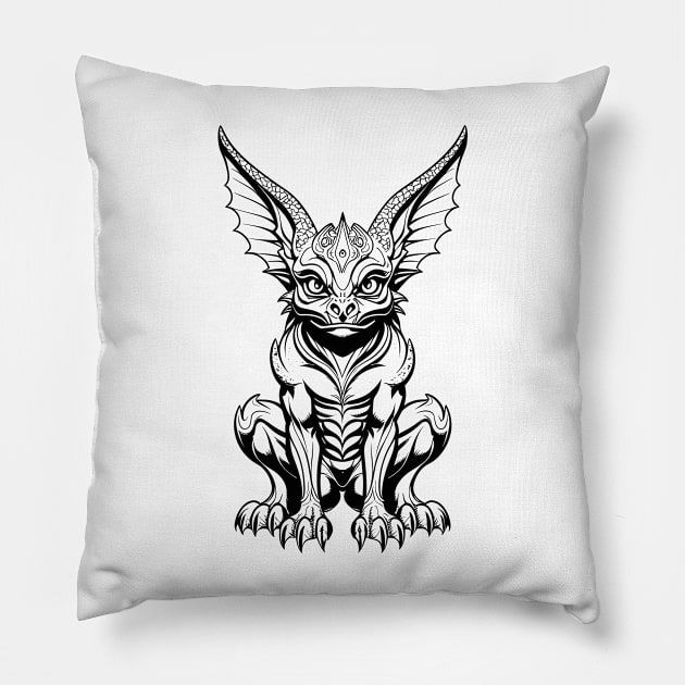 Cute Gargoyle Mythical Beast Pillow by SunGraphicsLab