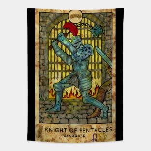 Knight Of Pentacles. Minor Arcana Tarot Card Design. Tapestry