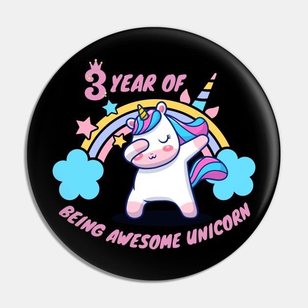 3 year of being Awesome Unicorn Pin by Artist usha