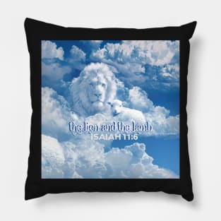 The Lion and The Lamb isaiah 11.6 Bible Verse Mandela Clouds A-102021 Pillow