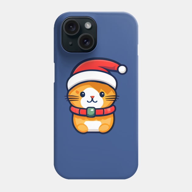 Xmas Ginger cat in Santa hat Phone Case by beangeerie