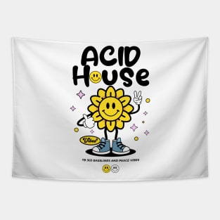 ACID HOUSE  - Peace Vibe Flower (black) Tapestry