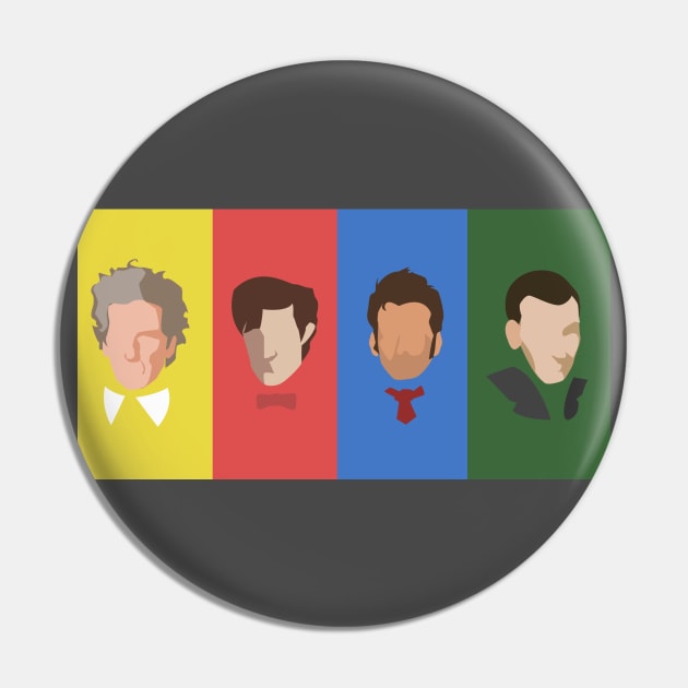 4 Doctors from Doctor WHO Design Pin by AmitDesigns