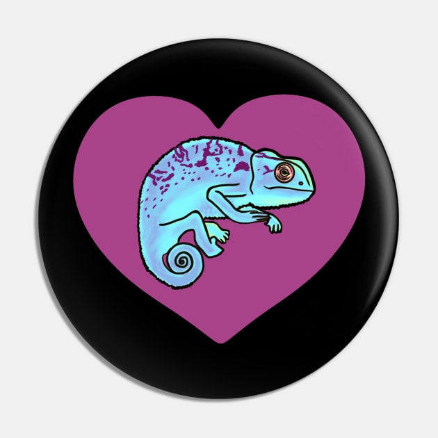 Purple Heart Colorful Chameleons for Chameleon Lovers Pin by Mochi Merch