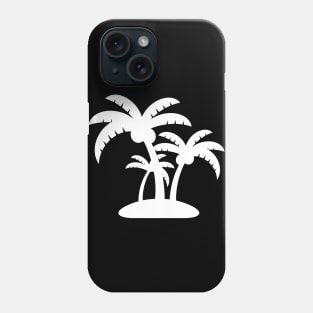 White Coconut Tree Summer Tropic Design on Black Phone Case