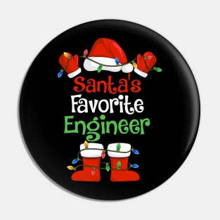 Santa's Favorite Engineer Funny Christmas Pajamas Pin