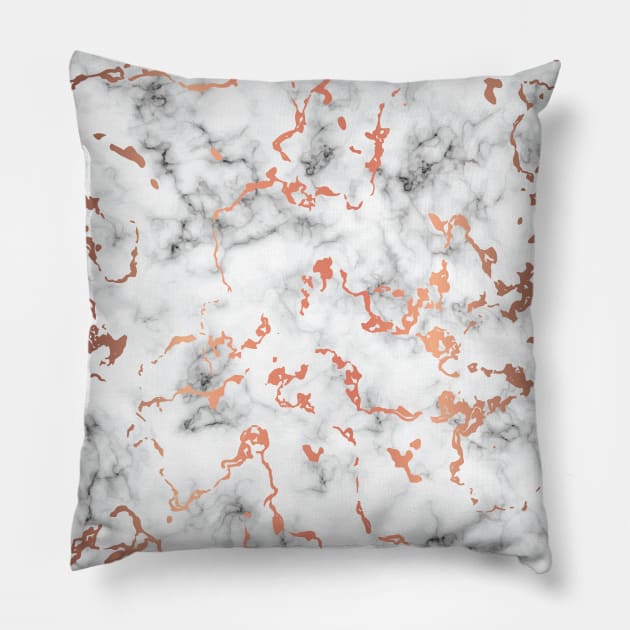 Rose Gold and Marble Pattern Pillow by Printable Pretty