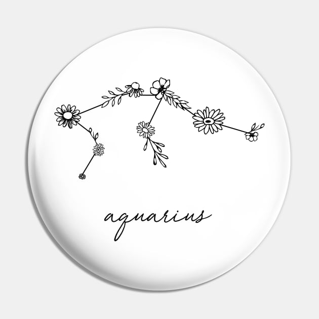 Aquarius Zodiac Wildflower Constellation Pin by aterkaderk