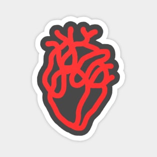 Red heart line art Magnet