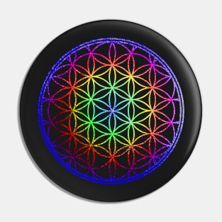 Flower of Life, Faux Foil Chakkra Colors Pin