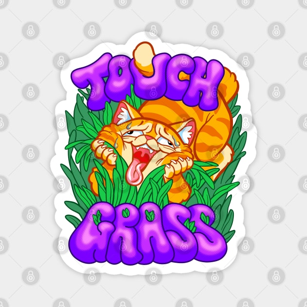 Touch Grass Cat Magnet by CTKR Studio