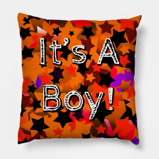 It's A Boy! Stars Orange Pillow