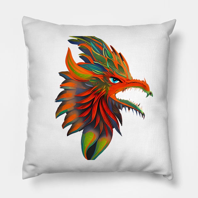 Feathered Serpent Dragon Pillow by dragynrain