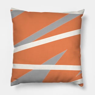 Orange Silver Geometric Art Pillow