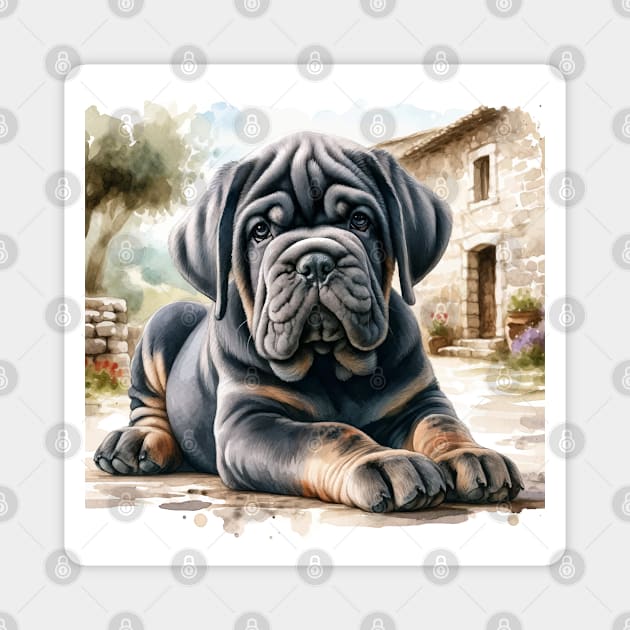 Watercolor Neapolitan Mastiff Puppies - Cute Puppy Magnet by Aquarelle Impressions