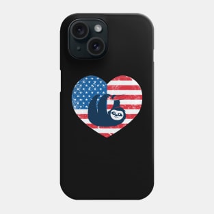 American Flag Heart Love Sloth Usa Patriotic 4Th Of July Phone Case