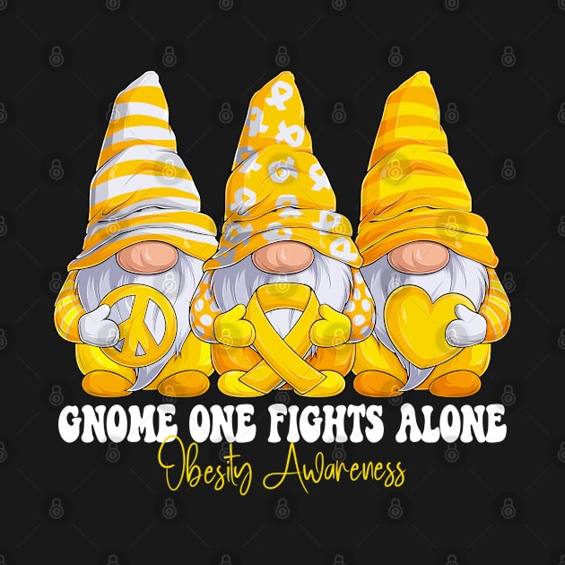 Funny Gnomies Obesity Awareness Month Yellow Ribbon Gift Idea by Coolingburry