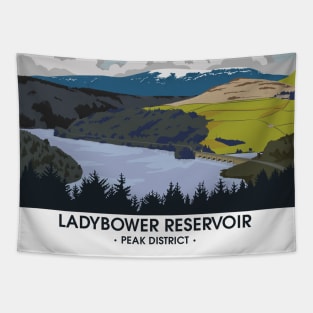 Ladybower Reservoir - Peak District - Snake Pass - Travel Poster Tapestry