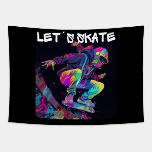 Lets Skate - Cool skater on the street - Graffiti Style 3 Tapestry