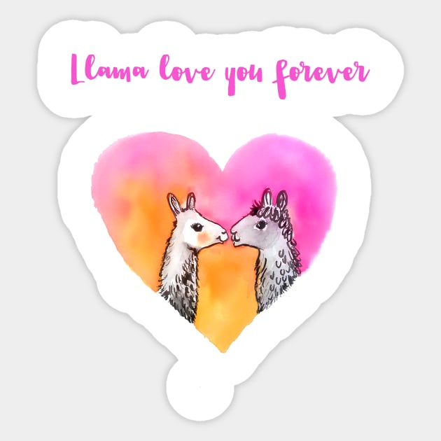 Valentines　Sticker　Llama　Gifts　TeePublic　forever　you　love　Day