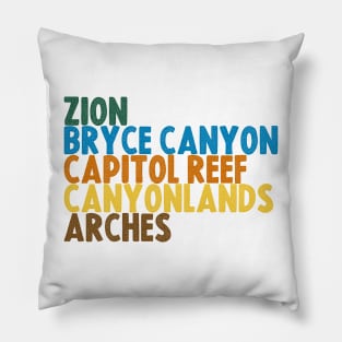 Utah Big 5 National Parks Pillow