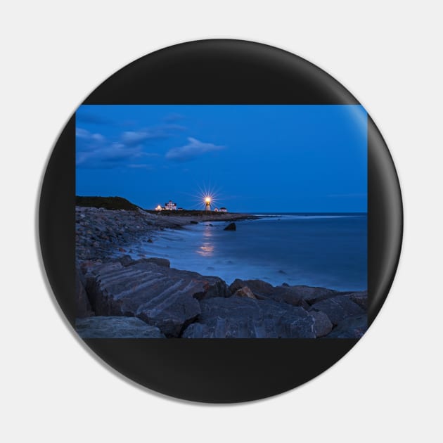 Beacon in the Night Judith Point Lighthouse Narragansett Rhode Island RI Breakwater Pin by WayneOxfordPh