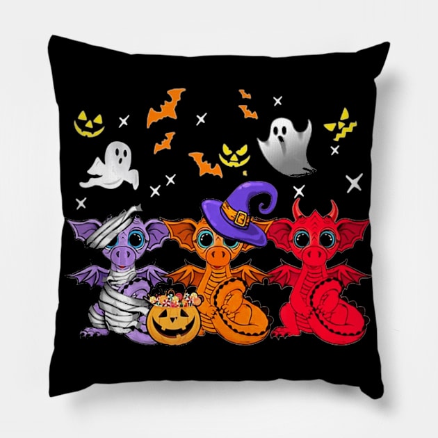 Cute mummy witch demon satan dragons funny Halloween Pillow by Antoniusvermeu