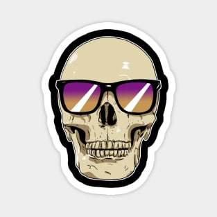 Skull Wearing Sunglasses Purple and Orange Lenses Magnet