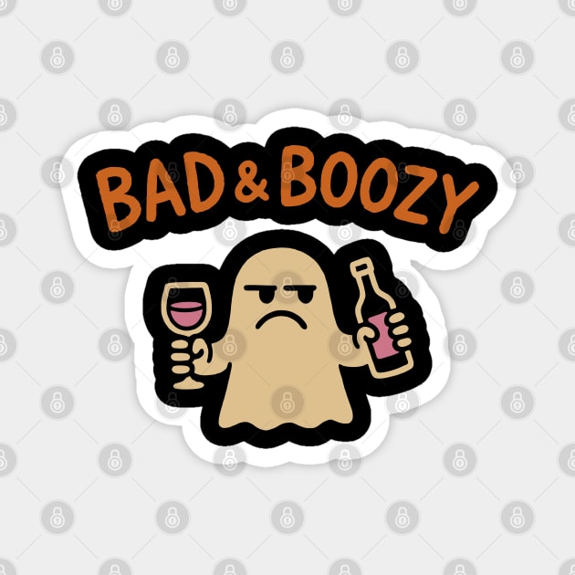 Bad and Boozy Funny Halloween Alcohol Humor Magnet by Anticorporati