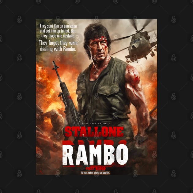 Rambo-retro-artwork by SAN ART STUDIO 