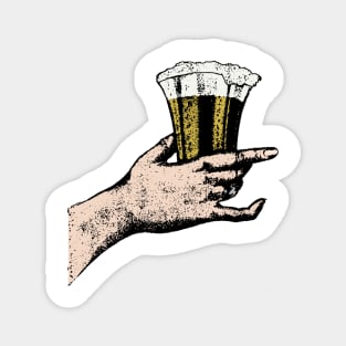 Hand Holds a Glass of Beer Magnet